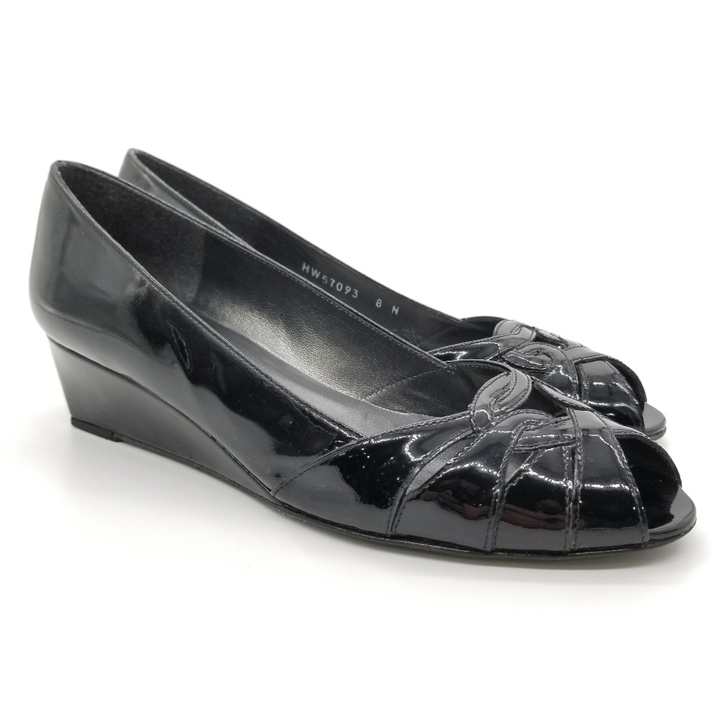 Stuart Weitzman Patent Peep Toe Wedges Size 8N